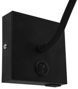 Modern rugalmas fali lámpa USB fekete - Zeno