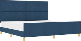 vidaXL Ágykeret fejtámlával Kék 200 x 200 cm szövet