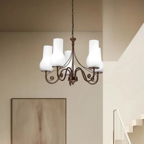 Brilagi - LED Csillár láncon COTTAGE 5xE14/40W/230V barna/fehér