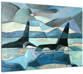 Kép - Orcas (üvegen) (70x50 cm)