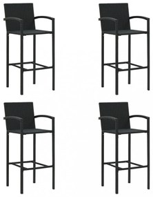 4 db fekete polyrattan bárszék