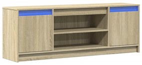 sonoma tölgy színű szerelt fa LED-es TV-szekrény 139,5x34x50 cm