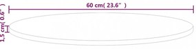 kerek kezeletlen tömör tölgyfa asztallap Ø60 x 1,5 cm