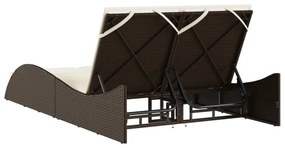 barna polyrattan napozóágy párnákkal 114x205x73 cm
