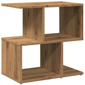 2 db kézműves tölgyszínű szerelt fa éjjeliszekrény 50x30x51,5cm