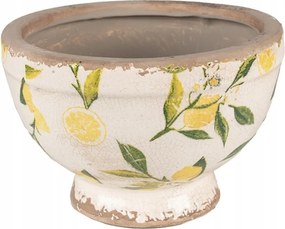 Bézs kerámia virágcserép citromokkal Rebekka S 17x11 cm