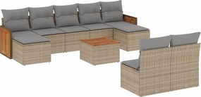 vidaXL 10 részes bézs polyrattan kerti ülőgarnitúra párnával