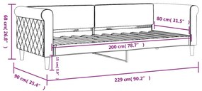világosszürke bársony kanapéágy keret 80 x 200 cm