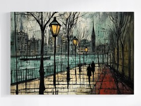 Poszter Város Folyó Utca Sétány Emberek Séta 60x40