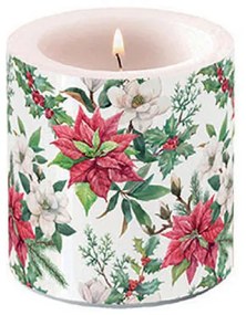 Mikulásvirágos karácsonyi átvilágítós gyertya Christmas florals kicsi