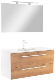 Vario Clam 100 komplett fürdőszoba bútor fehér-tölgy