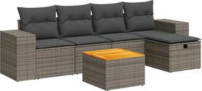 vidaXL 6 részes szürke polyrattan kerti ülőgarnitúra párnákkal