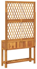 vidaXL tömör akácfa rácsos ültetőláda polccal 100 x 32 x 185 cm