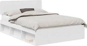 vidaXL Ágykeret fejtámlával Fehér 150 x 200 cm Tömör fenyőfa
