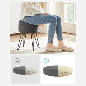 Puff, Kerek ülőke tárolóhellyel 31x43 cm ( (Ø x M), fém lábak, párnázott ülés, sötétszürke