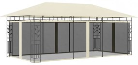 krémszínű pavilon szúnyoghálóval 6 x 3 x 2,73 m