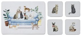 Tányéralátét és poháralátét szett 8 db-os Curious Cats – Cooksmart ®