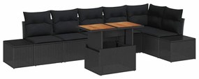 vidaXL Kert étkező szett párnával 7 pcs Fekete és Barna