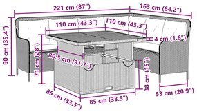 2 részes szürke polyrattan kerti kanapészett párnákkal