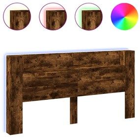 füstös tölgy színű áthidalószekrény LED-ekkel 200x16,5x103,5 cm