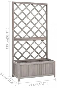 szürke tömör fenyőfa rácsos kerti ültetőláda 70 x 30 x 135 cm