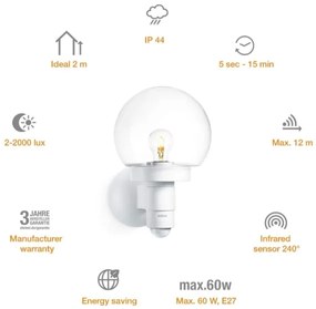 Steinel 657413 - Kültéri lámpa érzékelővel L 115 S 1xE27/60W/230V IP44