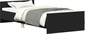 vidaXL fekete egyszemélyes szerelt fa ágykeret 75 x 190 cm