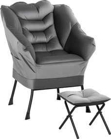 HOMCOM Fotel Szett Lábpihentővel a Nappaliba, Fotel Háttámlával, Karfákkal és 2 Oldalzsebbel Vellut Hatású Anyagból, PP Pamutból és Acélból, 80x78x100