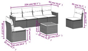 7 részes szürke polyrattan kerti ülőgarnitúra párnákkal