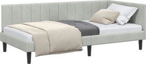vidaXL Sarokágy keret fejtámlával Világosszürke 90 cm x 190 cm Bársony