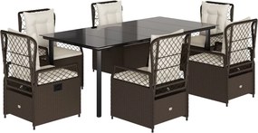 vidaXL 7 részes barna polyrattan kerti étkezőgarnitúra párnával