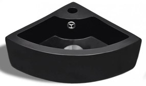 Fekete kerámia mosdókagyló túlfolyóval 45 x 32 x 12,5 cm