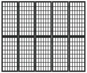 5 paneles fekete japán stílusú összecsukható paraván 200x170 cm