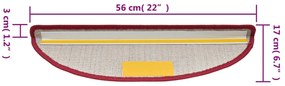 10 db lépcsőszőnyeg 56 x 17 x 3 cm bordó félkör alakú