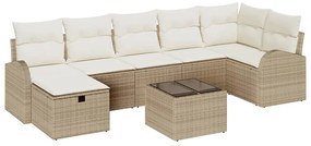 vidaXL Kerti Kanapé Szett párnával tárolóval 8 pcs Bézs Poli rattan