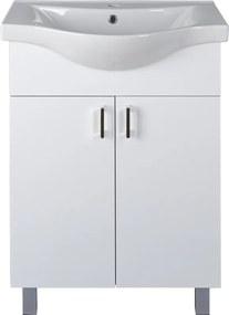 VivaStyle EKONOMIK 65 lábon álló 2 ajtós fürdőszobabútor Sanovit ALBATROS 10065 mosdóval 64,5x46,5