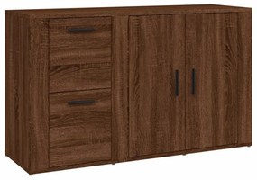 barna tölgyszínű szerelt fa tálalószekrény 100x33x59,5 cm