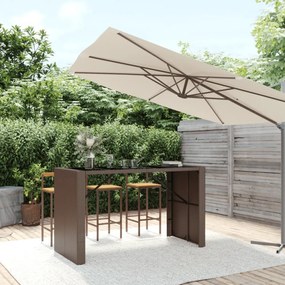 barna polyrattan kerti asztal üveglappal 185 x 80 x 110 cm