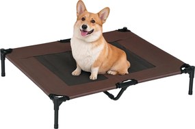 PawHut Kutyafekhely Kültérre, Hűsítő Ágy Nagy Kutyák Számára, Emelt Kutya Ágy Szilárd Fém Kerettel, Lélegző Hálóval Kertbe, 92 x 76 x 18 cm, Kávébarna