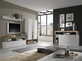 Hamburg TV állvány fehér, pero tölgy 277 cm