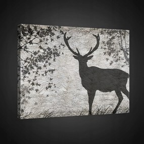 Vászonkép 60x40 Szarvas sziluett természet erdő fák levelek minimalizmus nyugalom