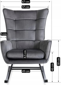 Hintaszék szürke színben, velúr kárpittal JACKSON