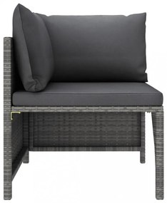 szürke elemes polyrattan sarokkanapé párnákkal