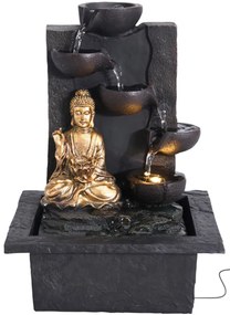 Szökőkút- csobogó Buddha szobor LED lámpa, 22 x 18 x 30 cm, hálózati adapterrel