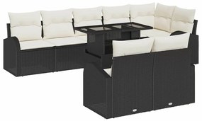 Kerti Kanapé Szett 9 pcs Fekete és krémszínű 100 x 55 x 73 cm