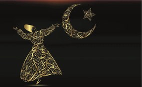 Fotótapéta Arany Dervü tánc keleti kalligráfia 300x210 +ragasztó