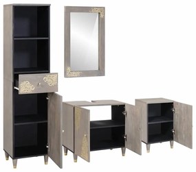 Fürdőszoba bútor szett fiókkal 4 pcs Szürke 62 x 33 x 58 cm