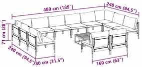 Kerti Kanapé Szett 13 pcs Antracit Acél