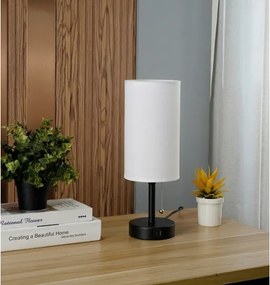 BRILAGI - Asztali lámpa USB-porttal TABLON 1xE27/25W/230V fekete/fehér