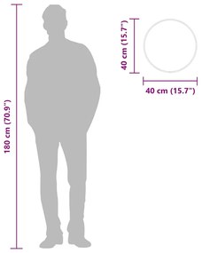 fekete falitükör Ø 40 cm Kerek